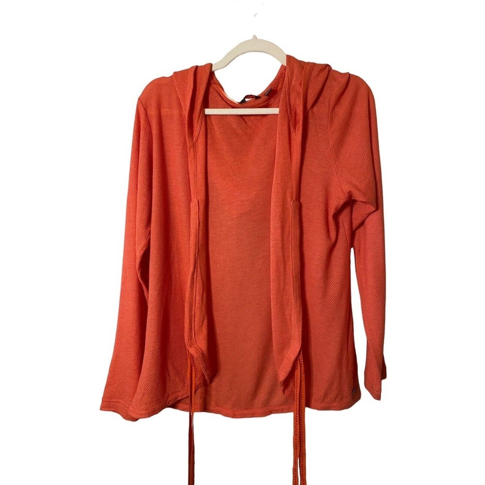 Merrell Open Front Drape Womens Long Sleeve Cardigan‎ Sweater Coral Sz Large